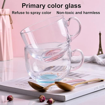 Large Clear Glass Coffee Mugs Set of 2, 14.8 oz-Wide Mouth Tea Cups - Image 3