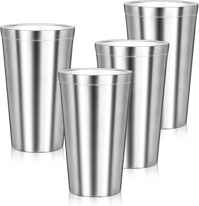 Stainless Steel Cups, 16 oz Insulated Tumbler, 4 Pack Double Wall Unbreakable by Offiper