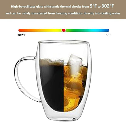DINGPAI 4 Pack Double Wall Glass Coffee Mugs, 12oz Clear Coffee Cups | Heat - Image 5