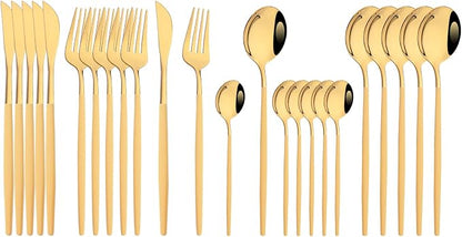 JASHII Flatware Set 24 Piece, Stainless Steel Silverware Set, Macaron Small by JASHII