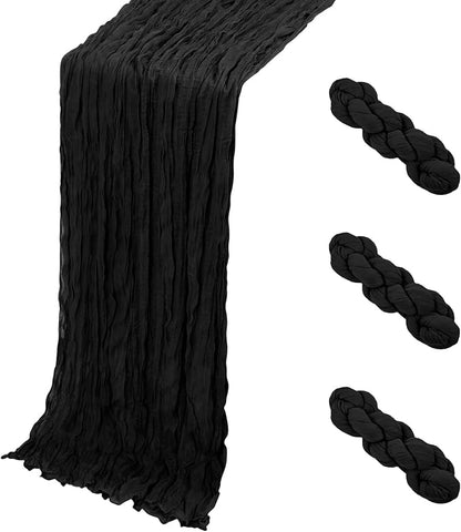 3 Pack Black Cheesecloth Table Runner, 17 x 108 Inch, Gauze Cheese Cloth Table by Yorcari