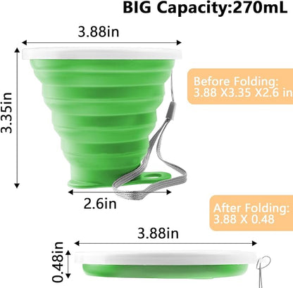Litoexpe 2 Pack Silica gel Collapsible Travel Cup 270ml, Portable Folding - Image 2