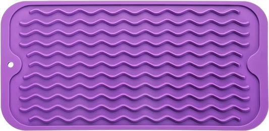 Silicone Dish Drying Mat for Multiple Usage,Easy clean,Eco-friendly,Heat-resistant Silicone Mat for Kitchen Counter or Sink,Refrigerator or Drawer Liner Purple S 12 inches x 6 inches