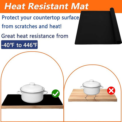 Extra Large Silicone Mat, 78.7''x23.6''(200cmx60cm) Heat Resistant Mats for Countertop, Waterproof Countertop Protector Mat, Cuttable Kitchen Countertop Mat, Silicone Mat for Kitchen Island, Dark Gray