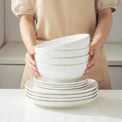HOMBENE 8 Inch Pasta and Salad Bowls, Serving and Soup Bowl Set, Microwave Safe - Image 5