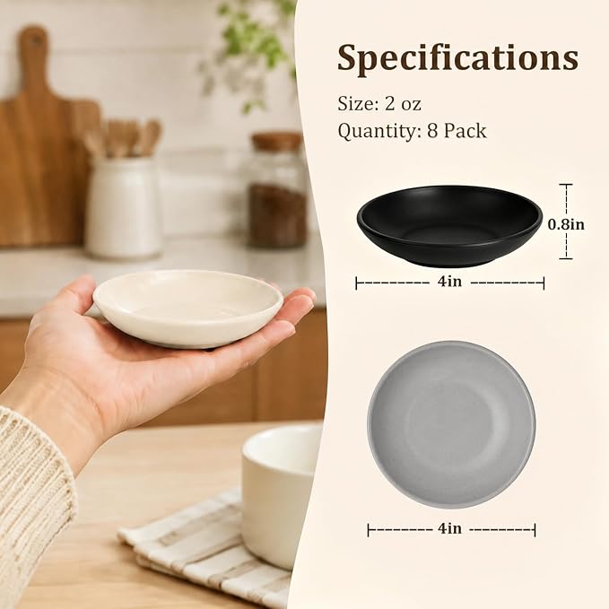 PYRMONT Small Dipping Bowls 2 Oz Wheat Straw Mini Bowls Set of 8 Unbreakable - Image 2