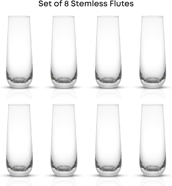 JoyJolt Milo Stemless Champagne Flutes Set of 8 Crystal Glasses. 9.5oz Prosecco - Image 3