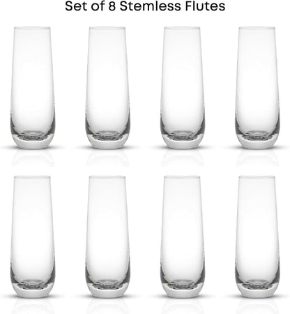 JoyJolt Milo Stemless Champagne Flutes Set of 8 Crystal Glasses. 9.5oz Prosecco - Image 3