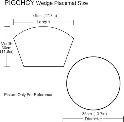 PIGCHCY Wedge Shaped Placemats Set of 6 with Centerpiece Round Mats Washable Kitchen Placemats Heat-Resistant Table Mats (Teal Blue)