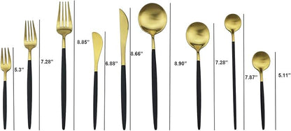 Black Gold Flatware, Royal 4 Piece Matte Black Handle 18/10 Stainless Steel - Image 2