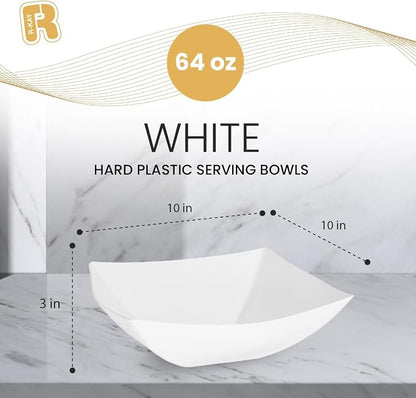R-kay 6 Pack Square Plastic White Serving Bowls - Image 3