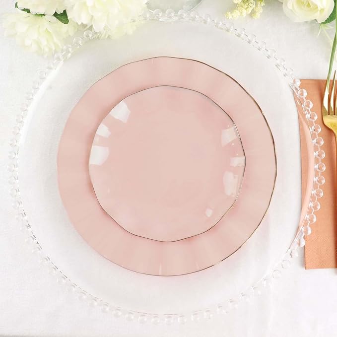 Efavormart 10 Pack | Blush/Rose Gold 6" Round Plastic Dessert Salad Plates - Image 8