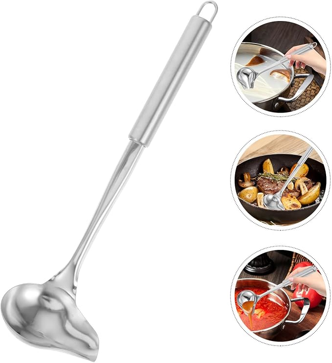 FRCOLOR 2pcs Stainless Steel Duckbill Soup Spoons Long Handle, Smooth Edges - Image 8