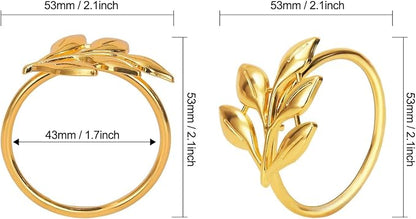 KPOSIYA Set of 100 Leaf Napkin Rings Metal Gold Napkin Holder Table Napkin Rings - Image 3