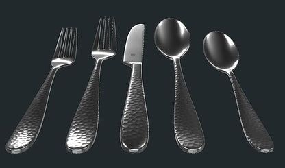 Hammered Silverware Set | Premium 18/10 Stainless Steel Flatware Service for 4 | Heavy-Duty & Dishwasher Safe | Built to Last (20-Piece, Fidenza Hammered)