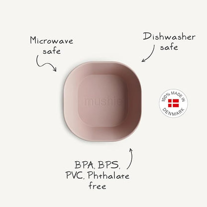 mushie Square Dinnerware Bowls for Kids | Made in Denmark, Set of 2 (Blush)