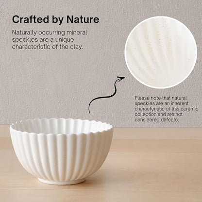 WENSHUO Small Ceramic Bowls, Daisy-Shaped, 5.5 in, Nacre White | 17 oz - Image 5