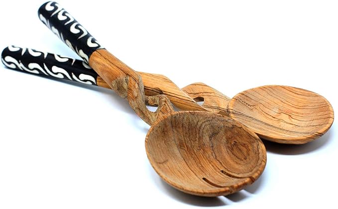 Olive Wood Salad Serving Set - Image 2