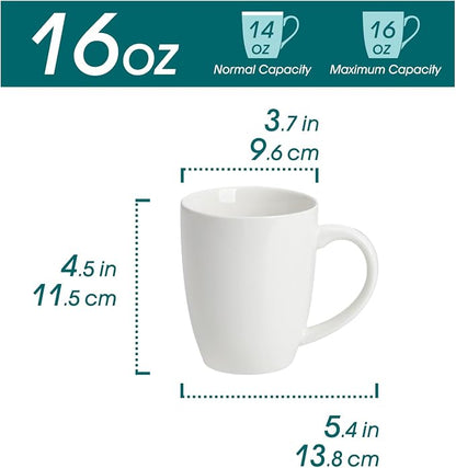 vancasso White Ceramic Coffee Mug Set of 6, 16 Oz Tea Cups - Image 2
