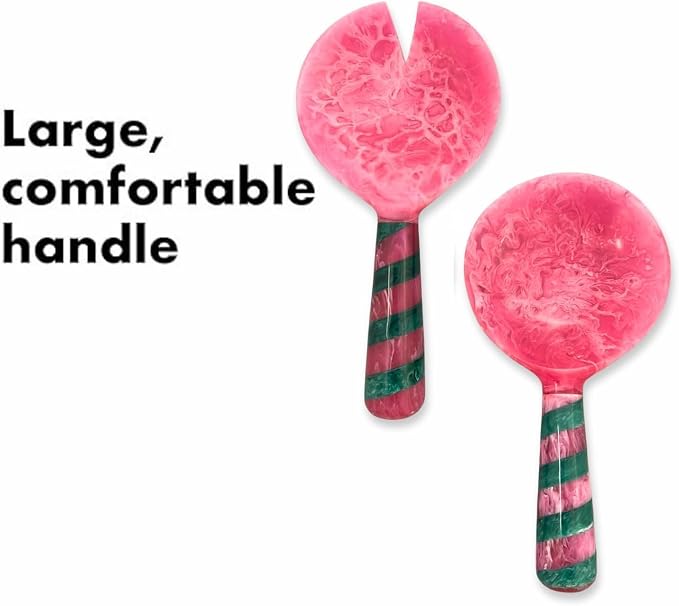 SS Craft Marbled Resin Salad Server Set – Lightweight Serving Spoon & Fork - Image 6