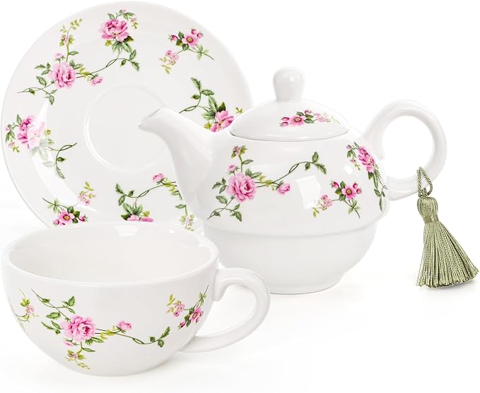Coloch Tea for One Set, Porcelain Teapot Cup and Saucer Set - Image 3