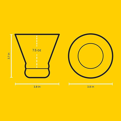 JoyJolt Hue 7.5oz Martini Glasses, Cocktail Glassware Set of 6, Colored Glass Base, Stemless Drinking Glasses for Margarita, Bar, Shrimp Cocktail, Juice