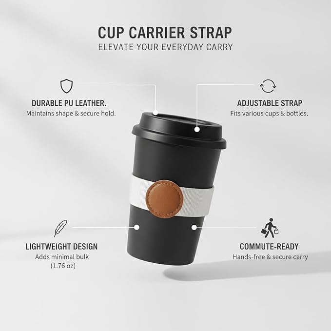 Adjustable PU Leather Cup Carrier Strap - Image 5