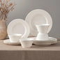4-piece set, embossed design plate and bowl set, microwave and dishwasher by Unknown