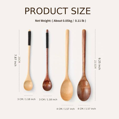 Acacia Wood Spoon Set, Long Wooden Mixing Spoons（4 PCS） | Honey Spoons - Image 4