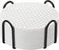 Silicone Coasters Set of 8 with Holder, Drinks Coasters, Beer & Coffee, Suitable for All Cups, Hot or Cold, Anti-Slip, Non-Stick, Anti-Overflow Tabletop Protection and Decor (8 Pcs, White)