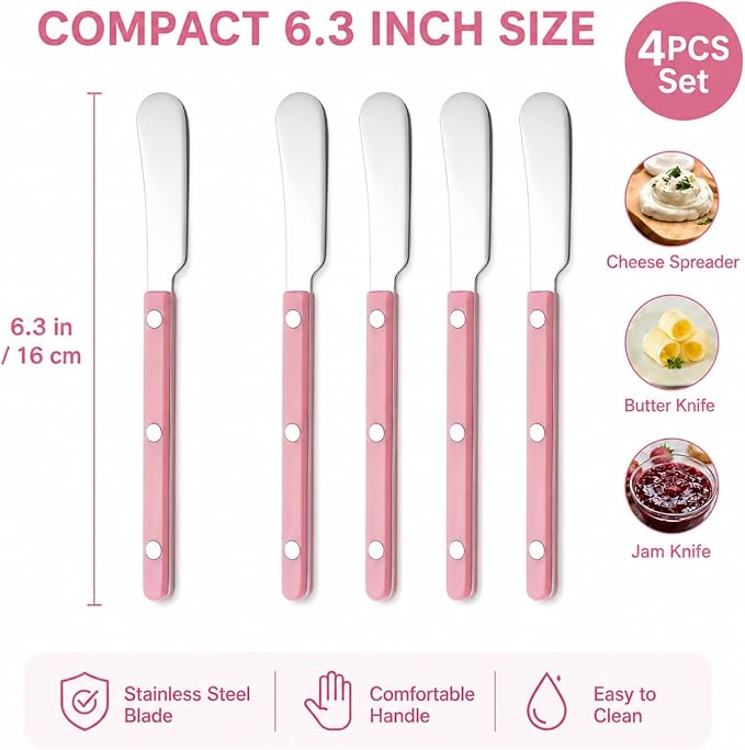 4PCS Stainless Steel Butter Knives Set: 6.3 Inch Cheese Spreader 304 Stainless - Image 7