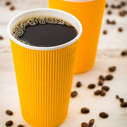 Restaurantware Ripple Wall Coffee Cups 500 Count 16 Ounce Insulated Yellow - Image 10