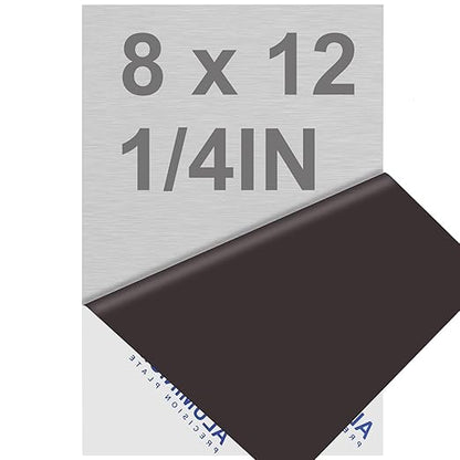 6061 T651 Aluminum Sheet Metal 8" x 12" x 1/4"(6MM) Flat Plain Thick Aluminum Plate Covered with Protective Film, 6MM Heat Treatable Rectangle Aluminum Metal Plate for Crafting, Industrial