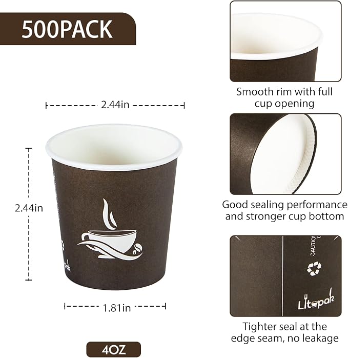 LITOPAK 500 Pack 4 oz Paper Cups, and Events - Image 2