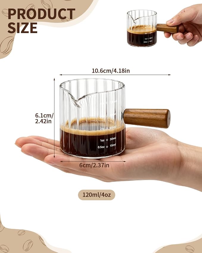 2 Pack Espresso Measuring Cups, 4oz Borosilicate Glass Espresso Shot Glasses - Image 2