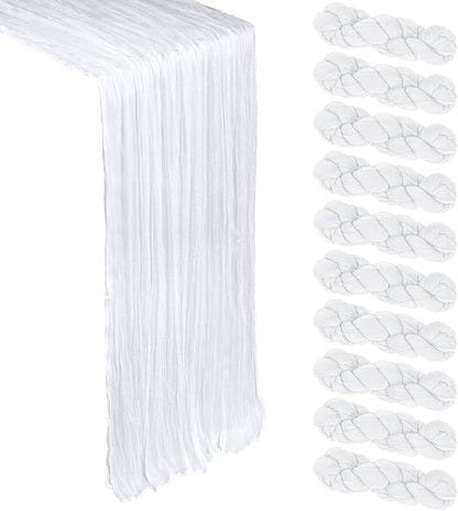 10 Pack 17 x 108 Inch White Table Runner Cheesecloth | Gauze Cheese Cloth by Heneger