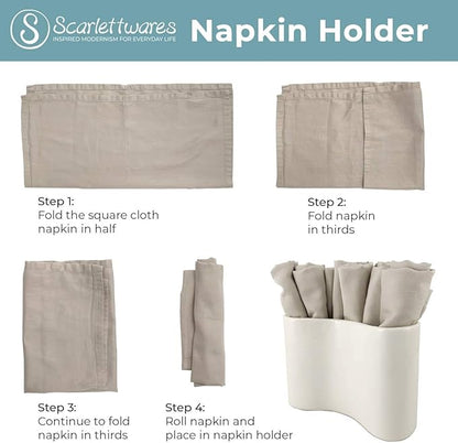 Ceramic Napkin Holder For Table Kitchen Paper Linen Cloth Napkins Upright Stand Up Sturdy Stylish Modern Compact White Modern Farmhouse