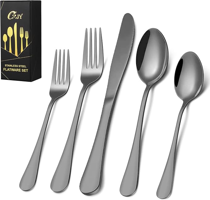 Black Silverware Set for 8, 40 Pieces Stainless Steel Flatware Cutlery Set - Image 9