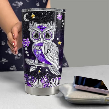 SANDJEST Owl Tumbler 20oz Jewelry Drawings Stainless Steel Insulated Tumblers - Image 6