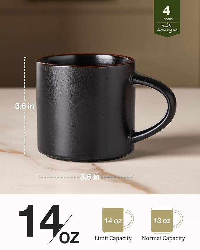 famiware Coffee Mugs Set of 4, Nebula 14oz Coffee Mugs Ceramic Cup Set | - Image 4