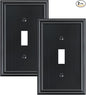 2-Pack Single Toggle Light Switch Cover Plate, Durable Solid Zinc Alloy Decorative Switch Plate Covers, Black 1 Gang Wall Plate, Corrosion Resistant