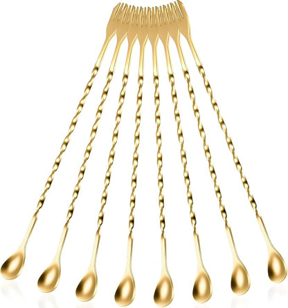 Boao 8 Pcs 10 Inch Long Bar Spoon Cocktail Spoon Stirring Mixing Stainless by Boao