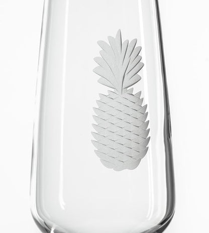 Rolf Glass Fresh Pineapple Champagne Flute | 5.75oz Toasting Glasses | Diamond-Wheel Engraved and Polished | Designed and Engraved in the USA | Lead-Free | Set of 4