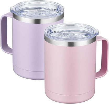 MEWAY 12oz Coffee Mug With Handle 2 Pack Bulk, Stainless Steel Insulated Travel by MEWAY