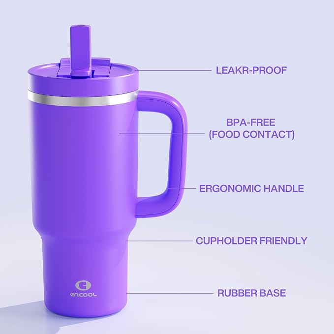 32 oz Tumbler with Handle and Straw: Stainless Steel Insulated Tumbler Keeps - Image 3