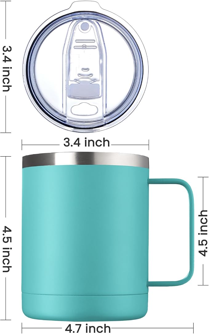 MEWAY 12oz Coffee Mug With Handle 4 Pack Bulk, Stainless Steel Insulated Travel - Image 4
