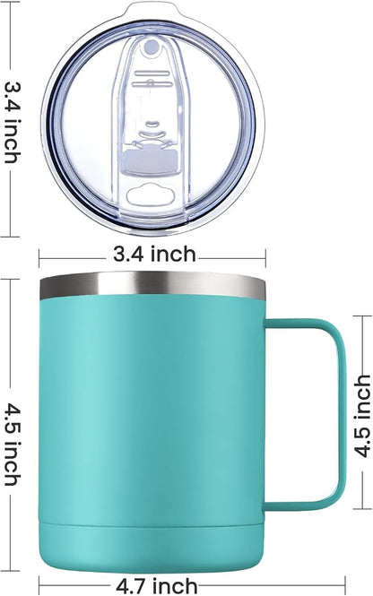 MEWAY 12oz Coffee Mug With Handle and Sliding Lid, Stainless Steel Travel - Image 4