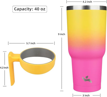 Konokyo 40 oz Tumbler with Handle and Straw, Insulated Travel Mug | Rainbow; - Image 4