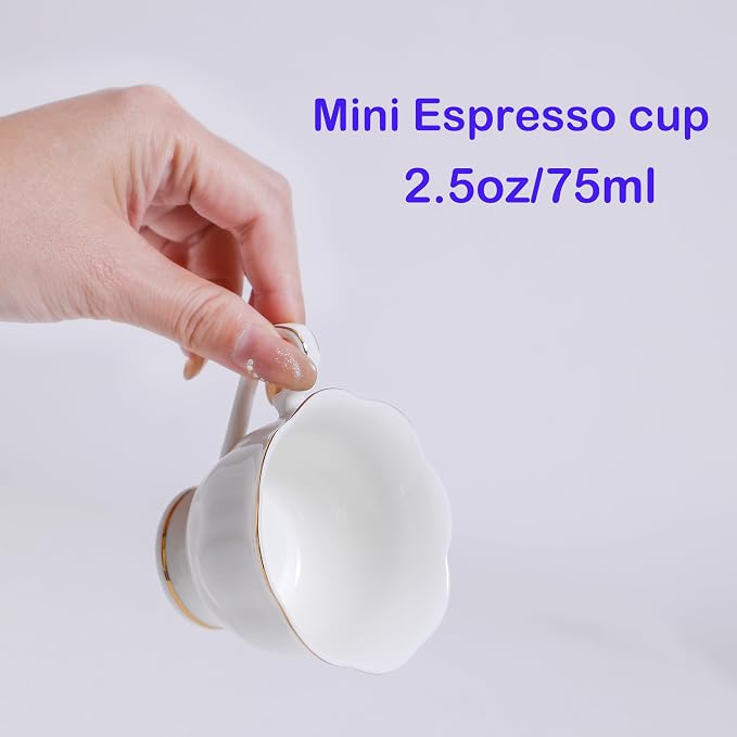 White Porcelain 75ml Demitasse Set of 8 - Image 3