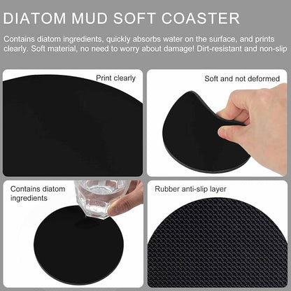 Black Coasters Set of 4, Solid Color Farmhouse Black Soft Absorbent Coasters - Image 9
